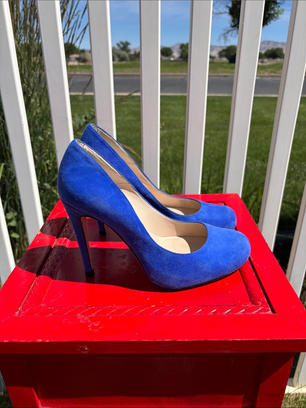 LK Bennett Blue Suede 4 1/2” Heels, Size 37 1/2, Gorgeous